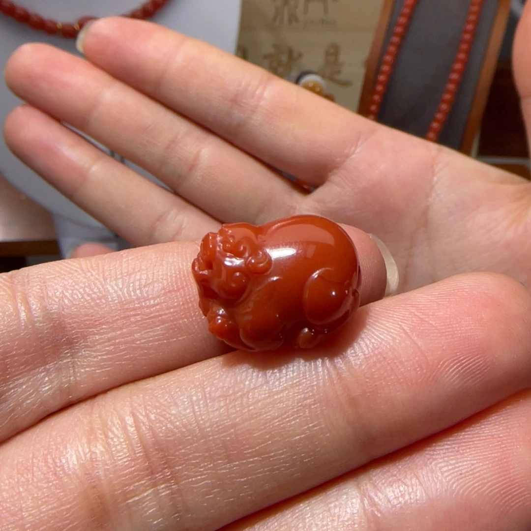 南红玛瑙老南红貔貅17x13.2x12.6mm未镶嵌