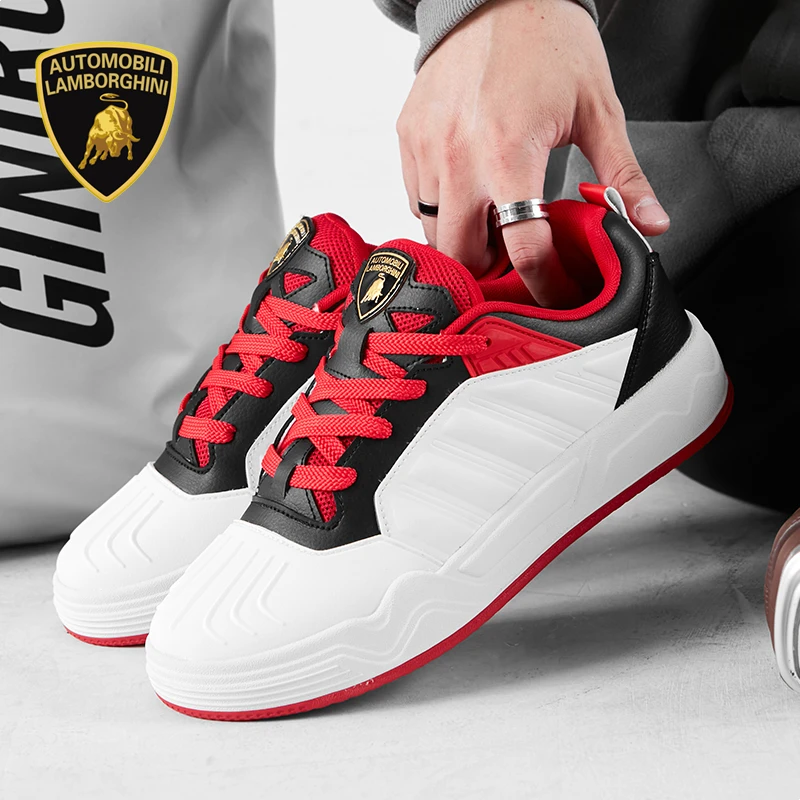 Lamborghini/兰博基尼休闲板鞋情侣白红轻奢潮鞋缓震时尚男鞋