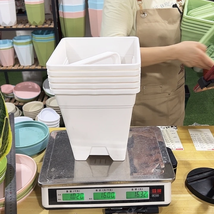 特价方盆口20高22白色带托5只