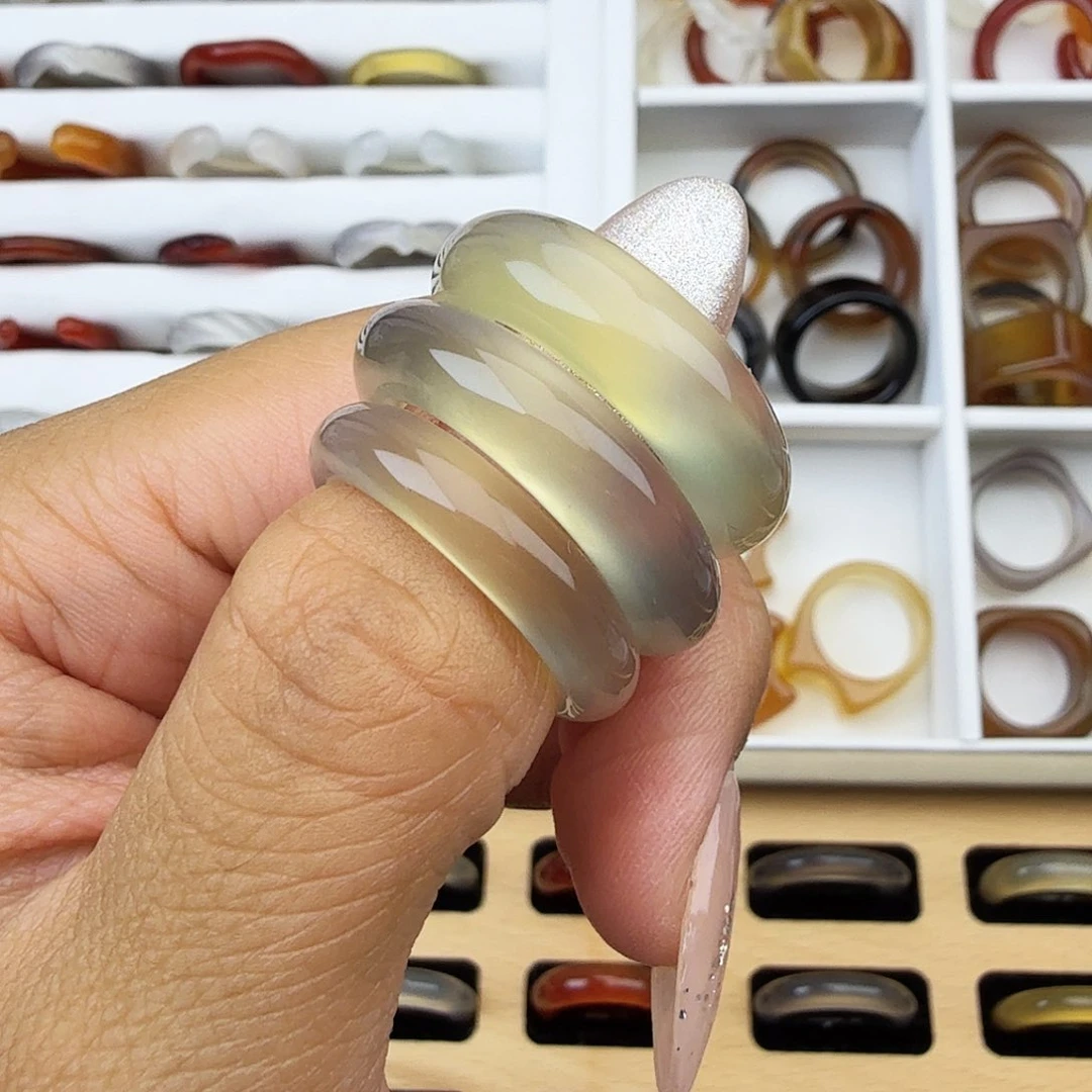 玛瑙/玉髓戒圈未镶嵌唧*侠福利