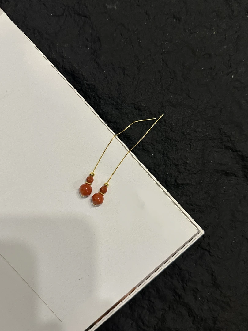 火焰纹南红葫芦耳线