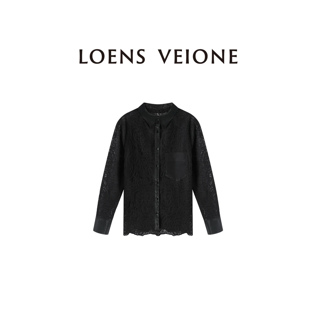 LOENS VEIONE/罗拉 全新风格蕾丝镂空休闲浪漫衬衣25CVAH0014N