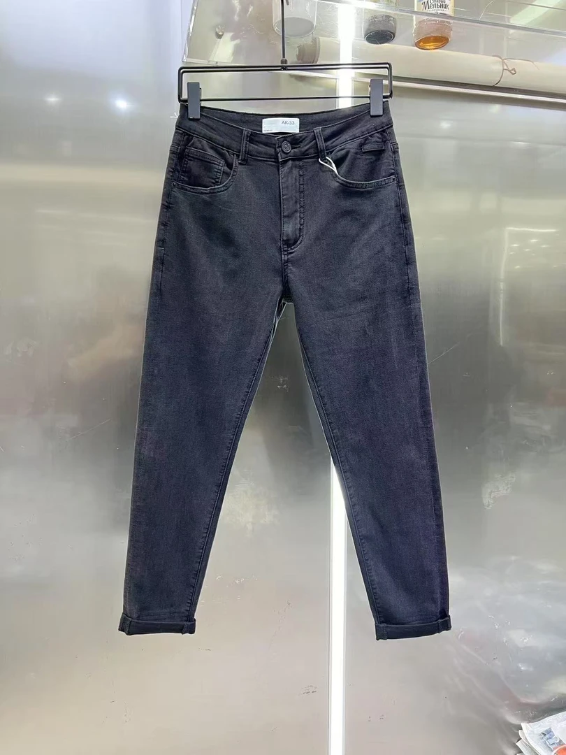 98687夏季男士薄料高弹水洗休闲舒适显瘦黑灰色牛仔裤