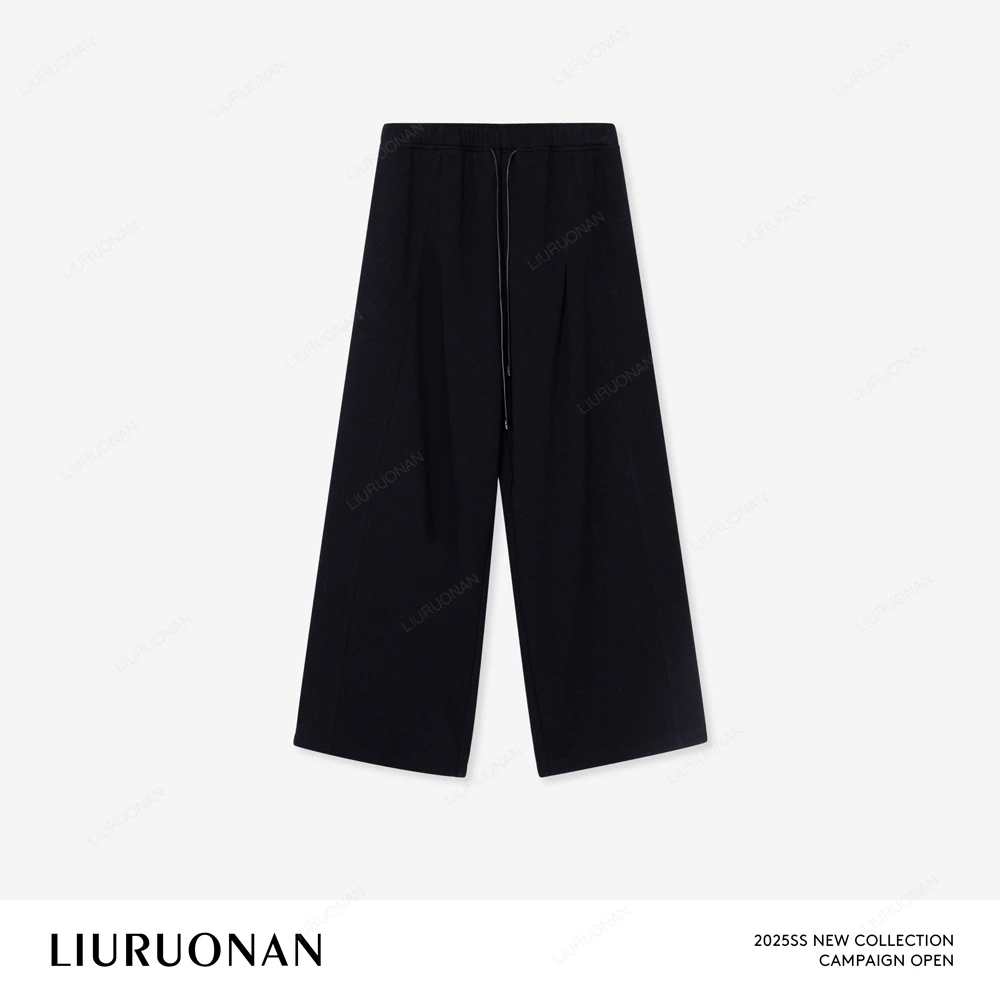 LIURUONAN 25SS 【粒子卫裤】纯色简约休闲抽绳高腰直筒阔腿裤