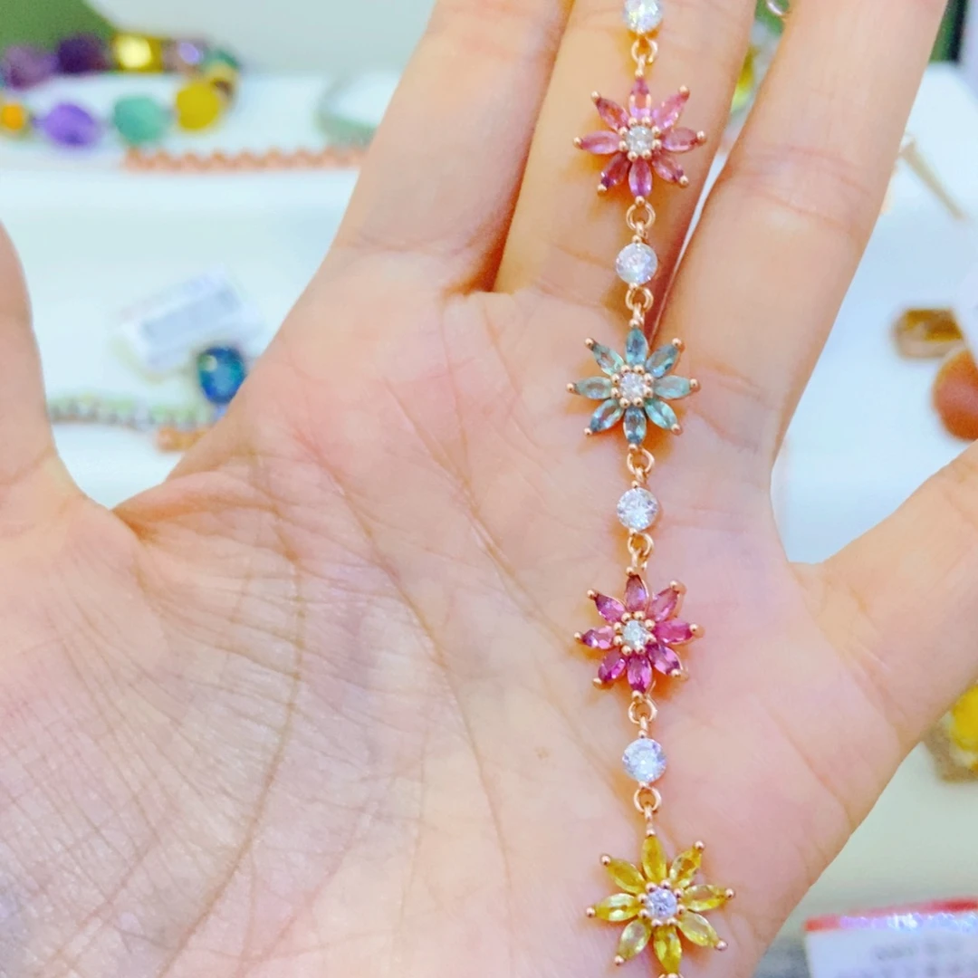 银S925镶嵌手链碧玺