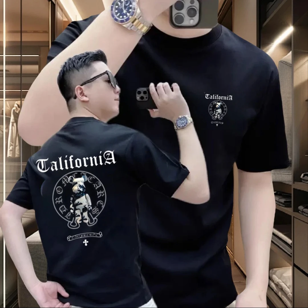 2025重磅纯棉新款男士短袖T恤时尚印花潮流潮牌休闲百搭体恤