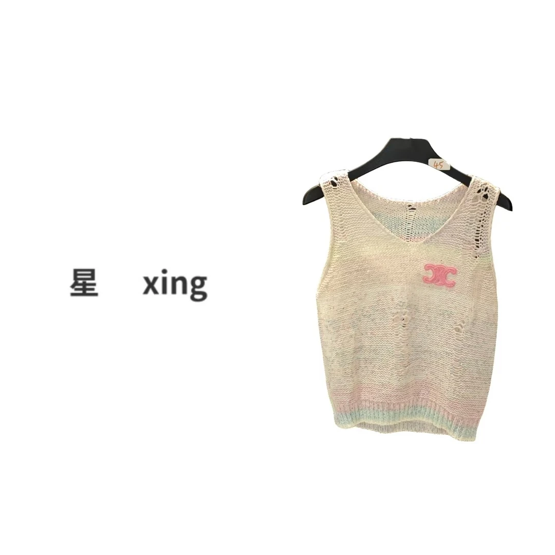 035凯旋夏装新款简约套头薄款镂空针织背心上衣57011