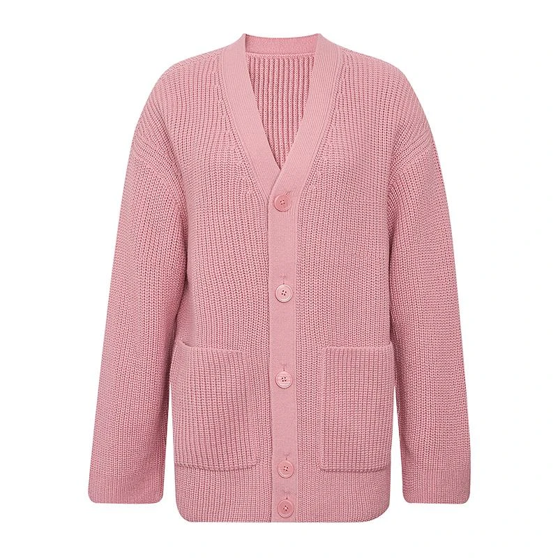 哥弟 宽松慵懒风V领棒针开衫外套148057