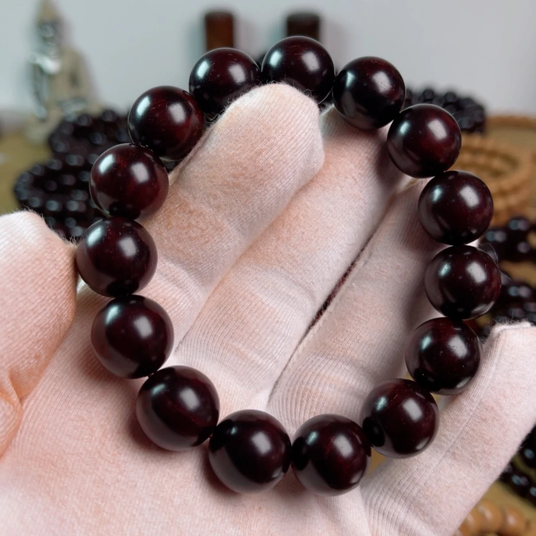 小叶紫檀手串/手链1.5高油润老料细金星材质细腻