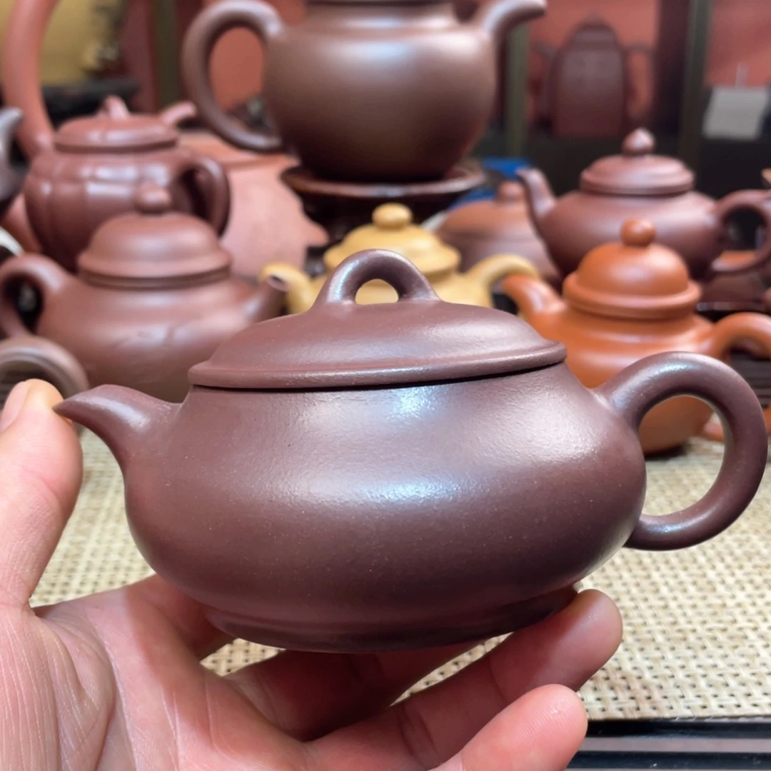 茶壶紫砂老紫泥明炉壶手工制作