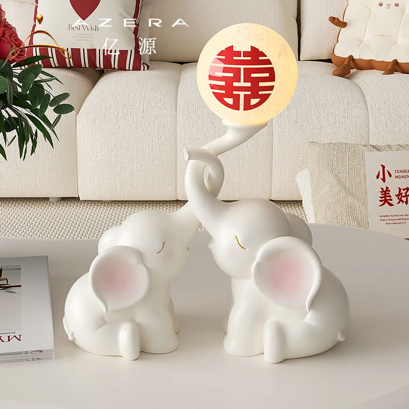 新婚礼物送新娘如意吉象摆件婚房卧室床头装饰喜庆新人情侣灯摆设