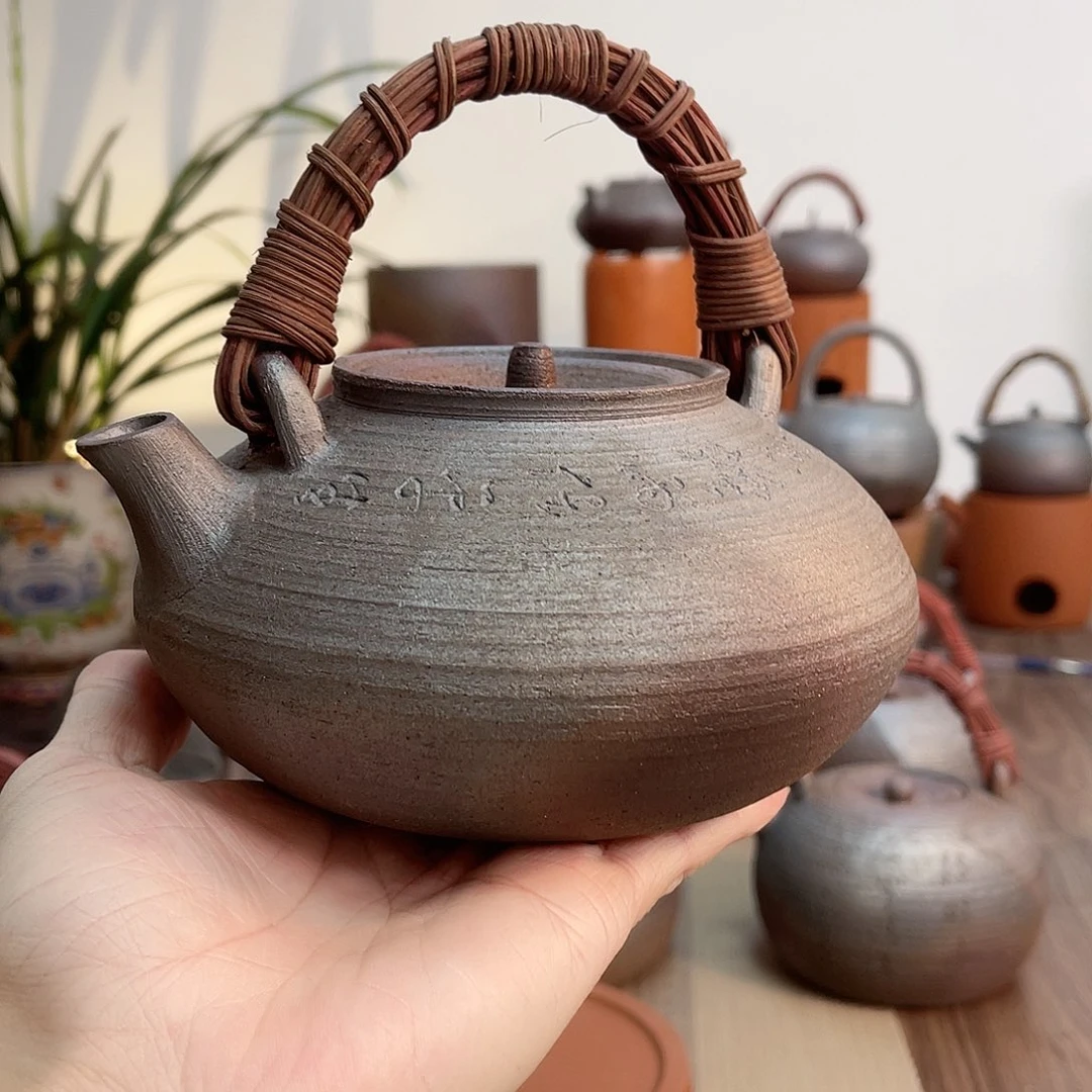 可*柴烧藤编提梁壶750cc容量