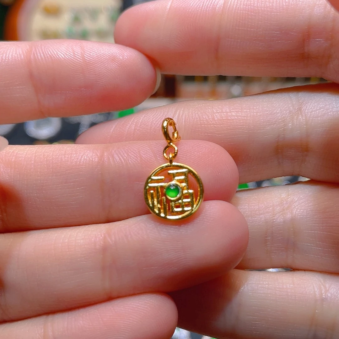 翡翠银S925镶嵌吊坠(不含链)