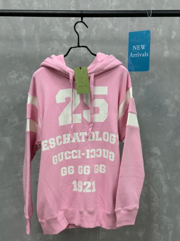 全新未使用 GUCCI/古驰 白粉字母连帽卫衣 xxs码 衣长68 胸围118