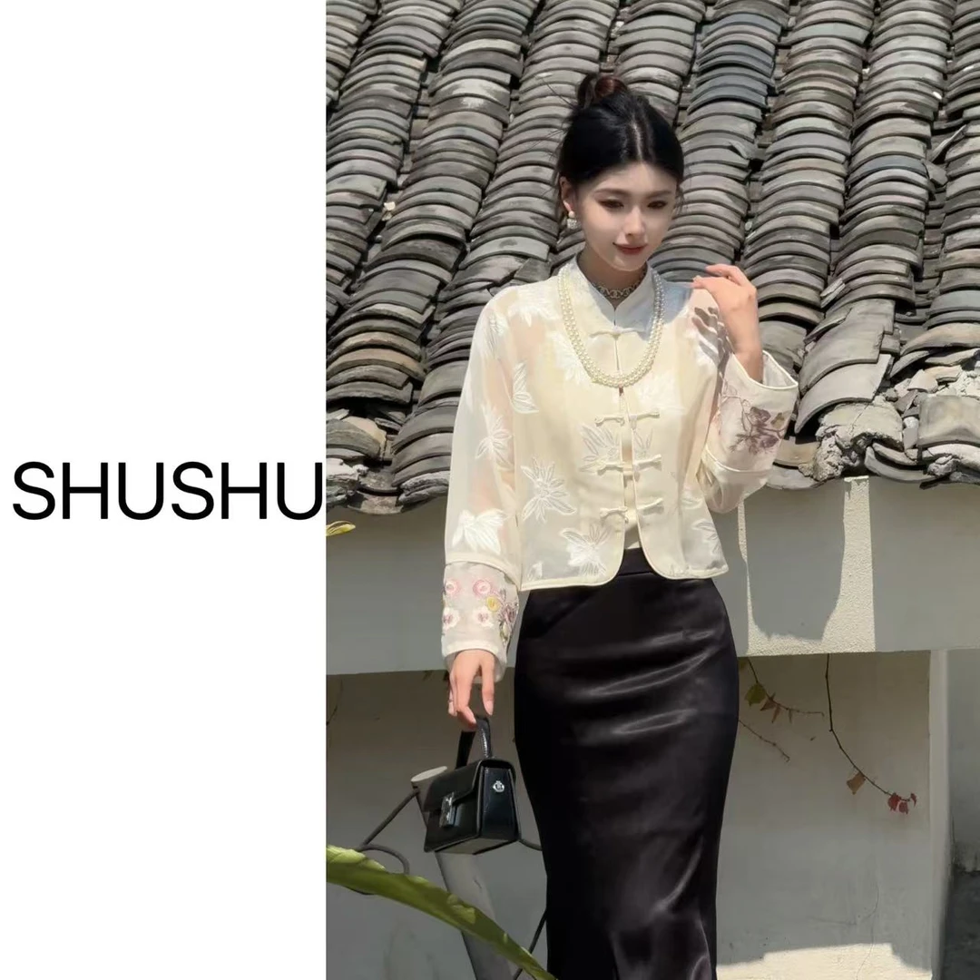 凤起玉鸣现货【并蒂芙蓉】新中式定位刺绣百搭夏季复古中国风防晒