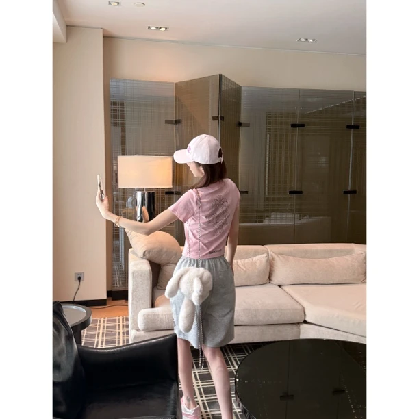 【Cikky定制】短袖小众T恤高腰常规款短款百搭宽松型夏季短裤