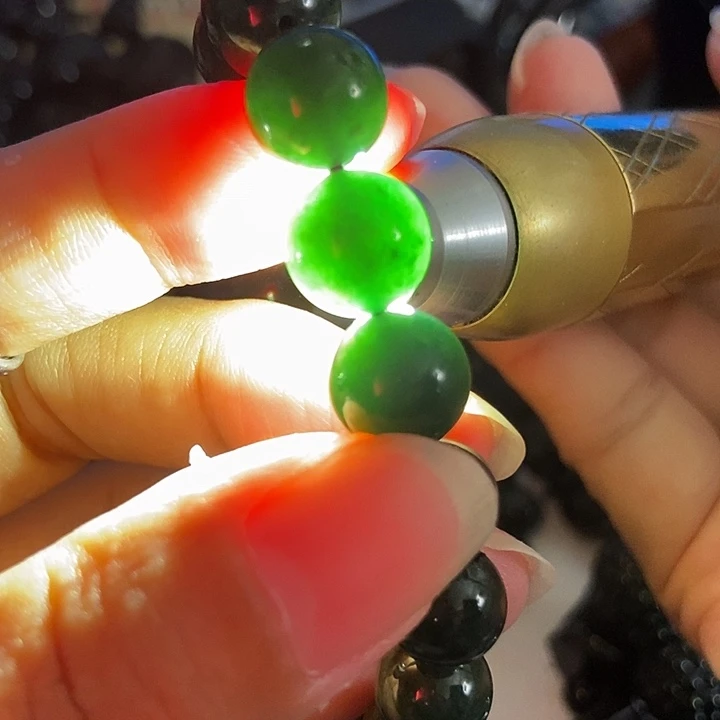 翡翠未镶嵌手链墨翠11