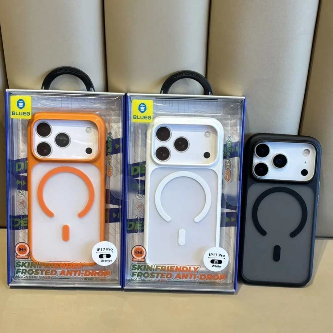 蓝猩苹果17promax手机壳肤感橙标抗脏污渍iPhone17pro磁吸壳保护