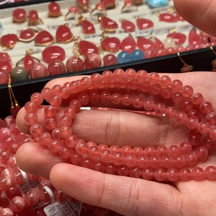 菱锰矿（红纹石）手链未镶嵌乐*