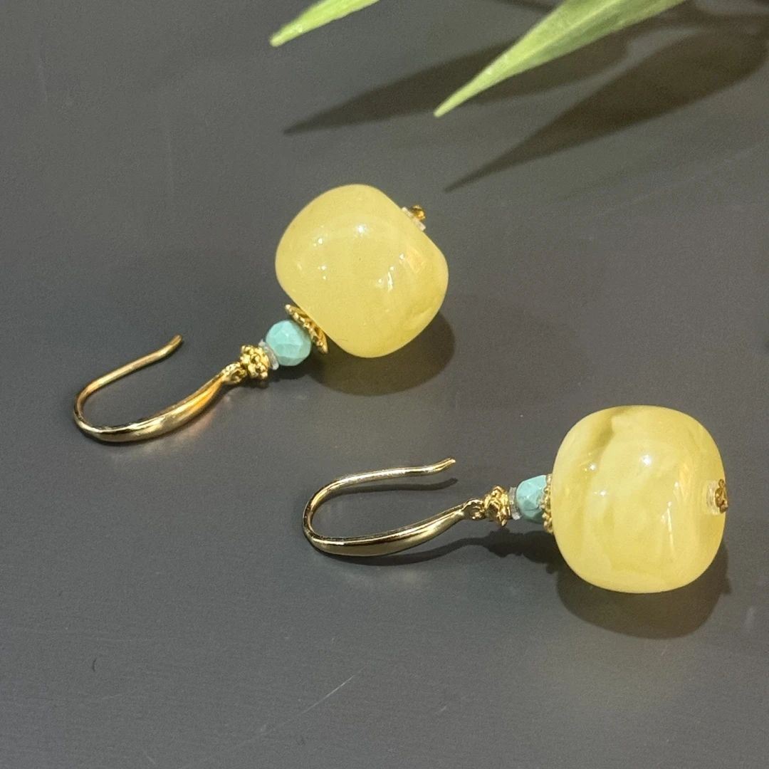 【乌达齐珠宝】14mm+新蜡白花墩子耳钩@多样性只发其中一件