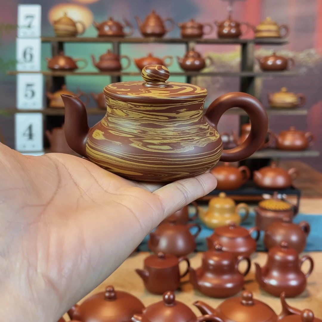 茶壶紫砂9*潮州手工手拉绞泥君德壶