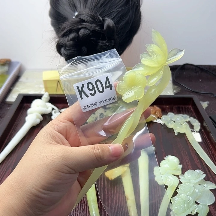 蛇纹石玉发饰合金易**寒