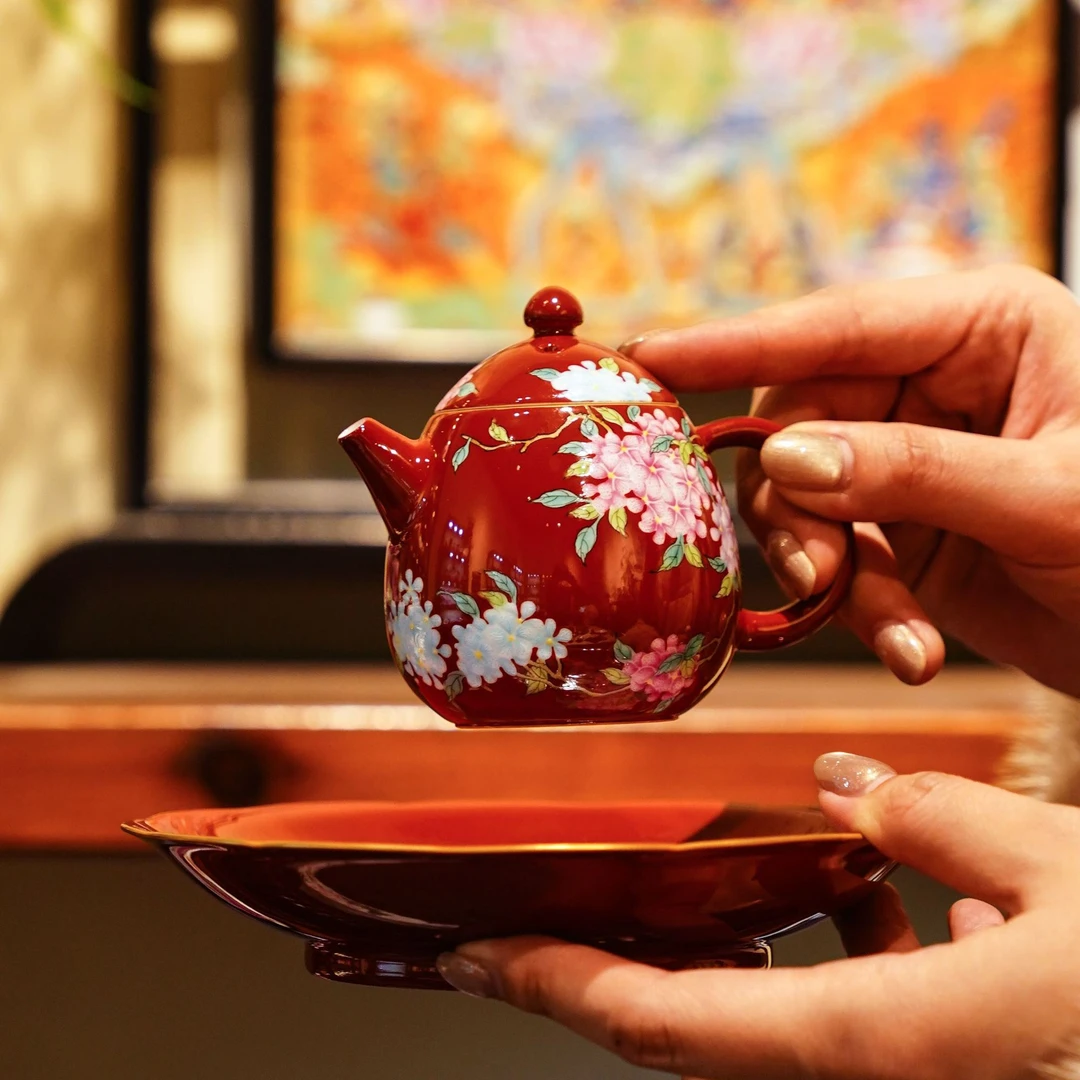 灵玺贡坊   壶4   茶具中式茶道手绘茶杯喝茶饮茶银