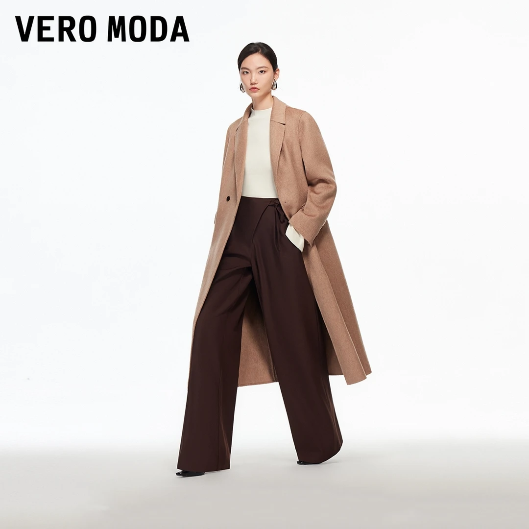 Vero Moda休闲裤【华尔兹】2025冬季新款斜门襟飘带高腰宽松阔腿裤