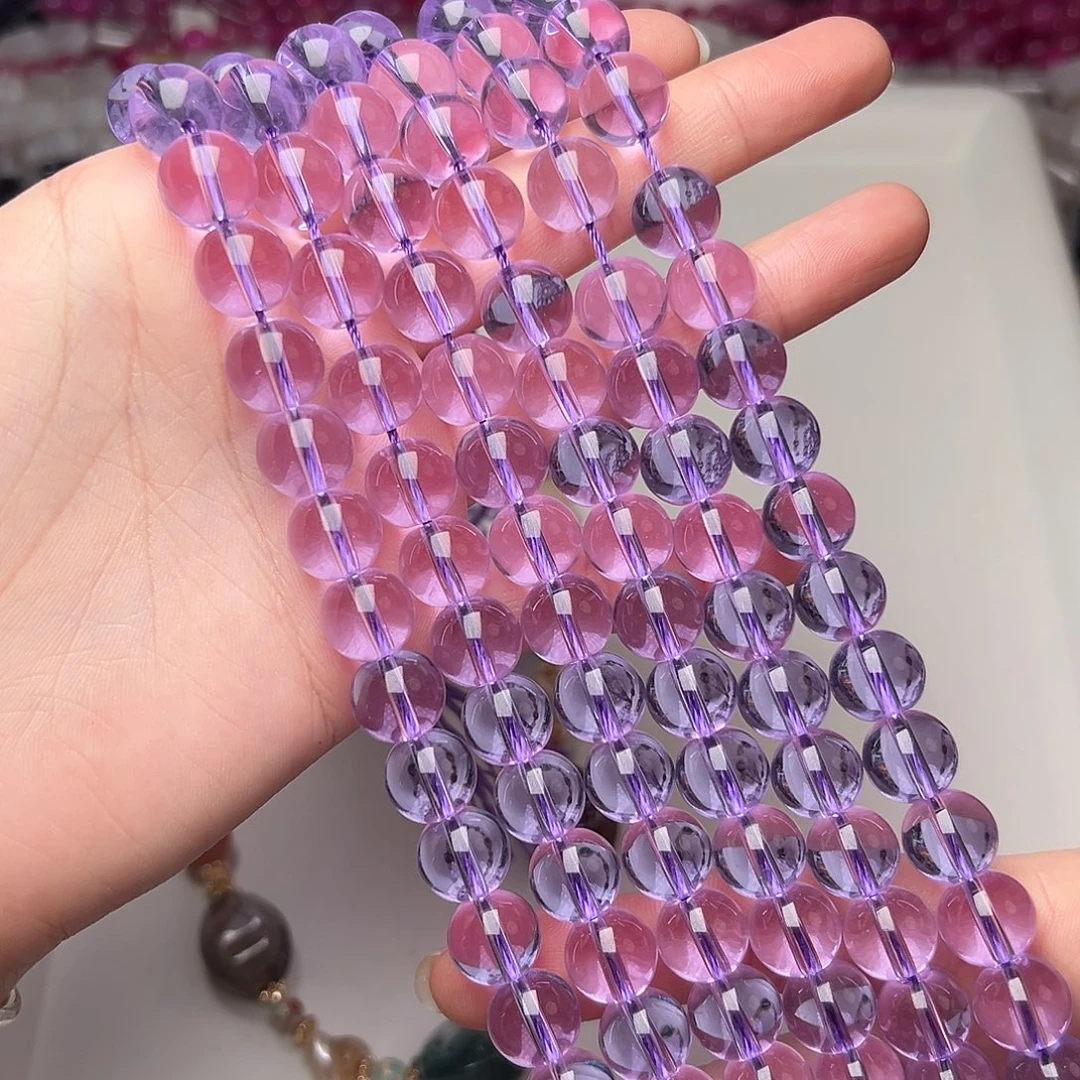 玛瑙/玉髓合金珠宝半成品V712。12mm紫水晶圆珠一条