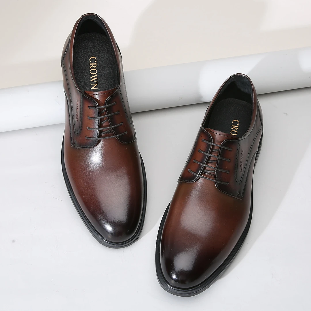 CROWN/皇冠牛头层皮革经典百搭光面英伦正装皮鞋58013024942H
