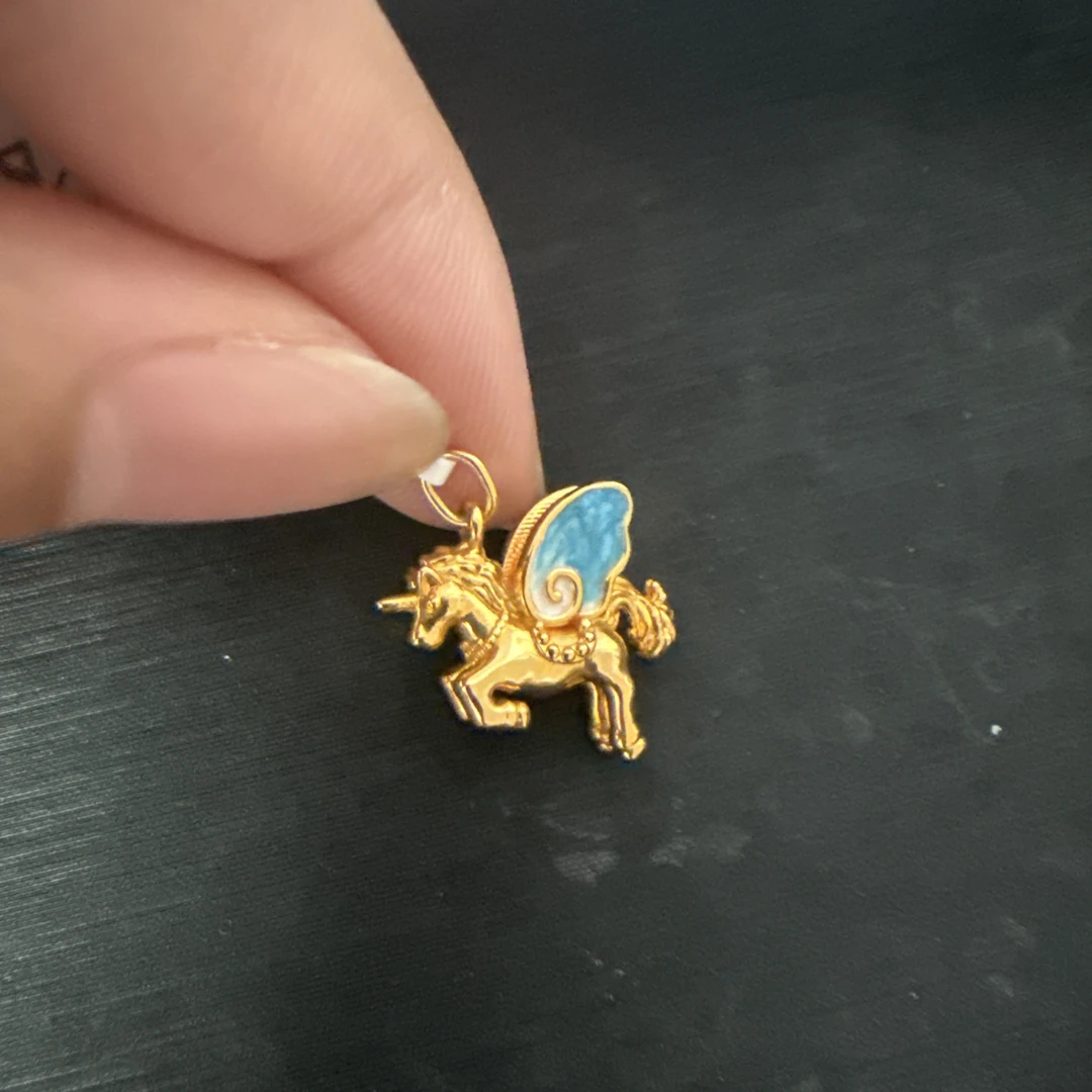 2502 18k金 AU750金吊坠小马 珐琅彩时尚 【王伟优选】