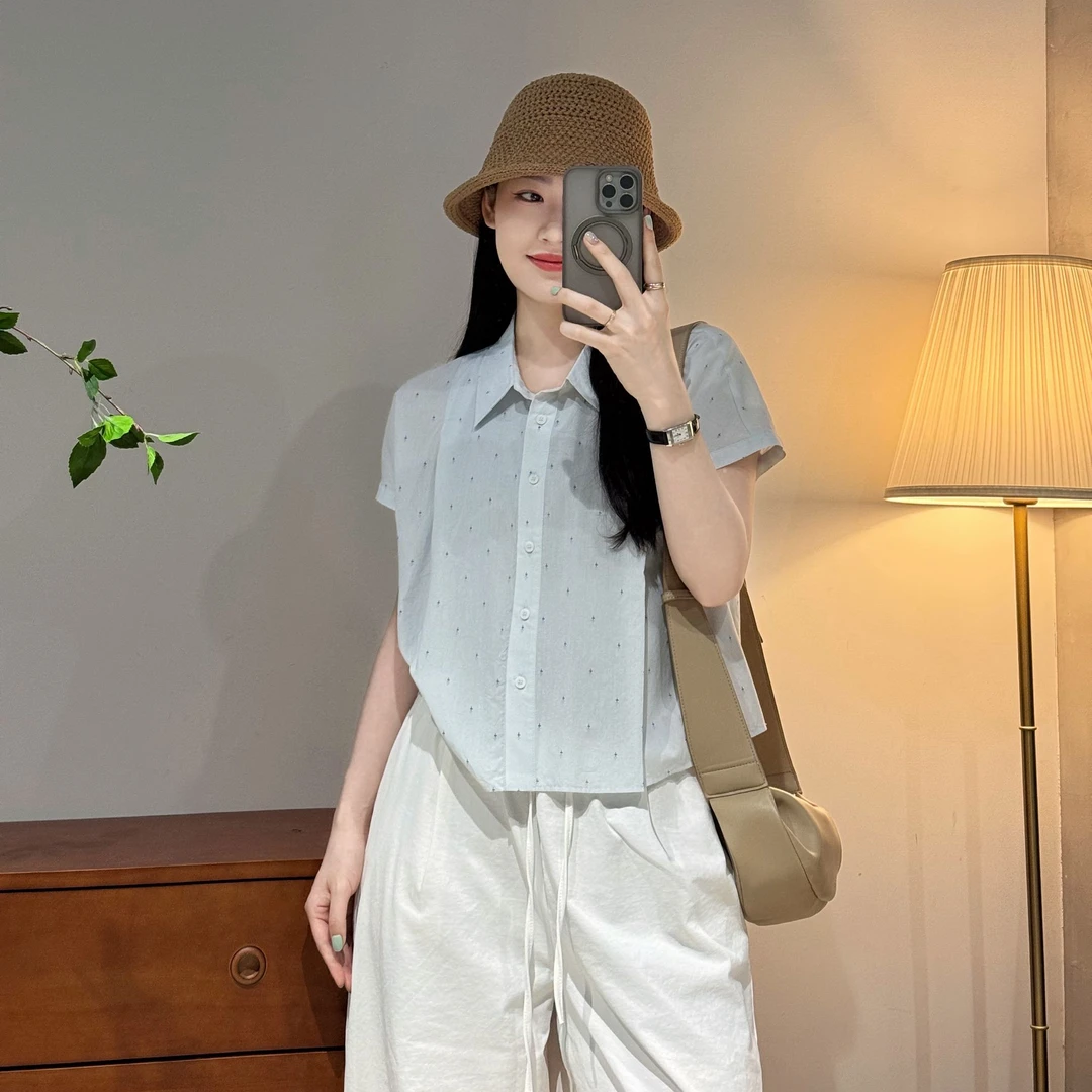 韩系休闲百搭翻领宽松气质显瘦时尚碎花衬衫女款-M25212355