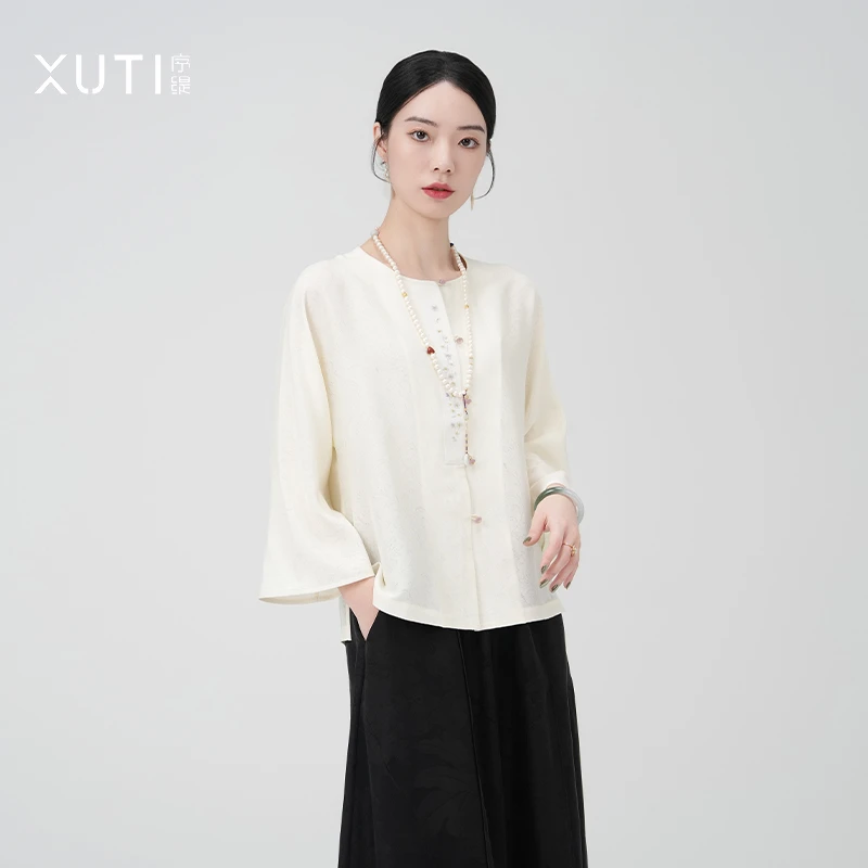 夏季新款新中式手绣全真丝绞罗桑蚕丝上衣H48-12778