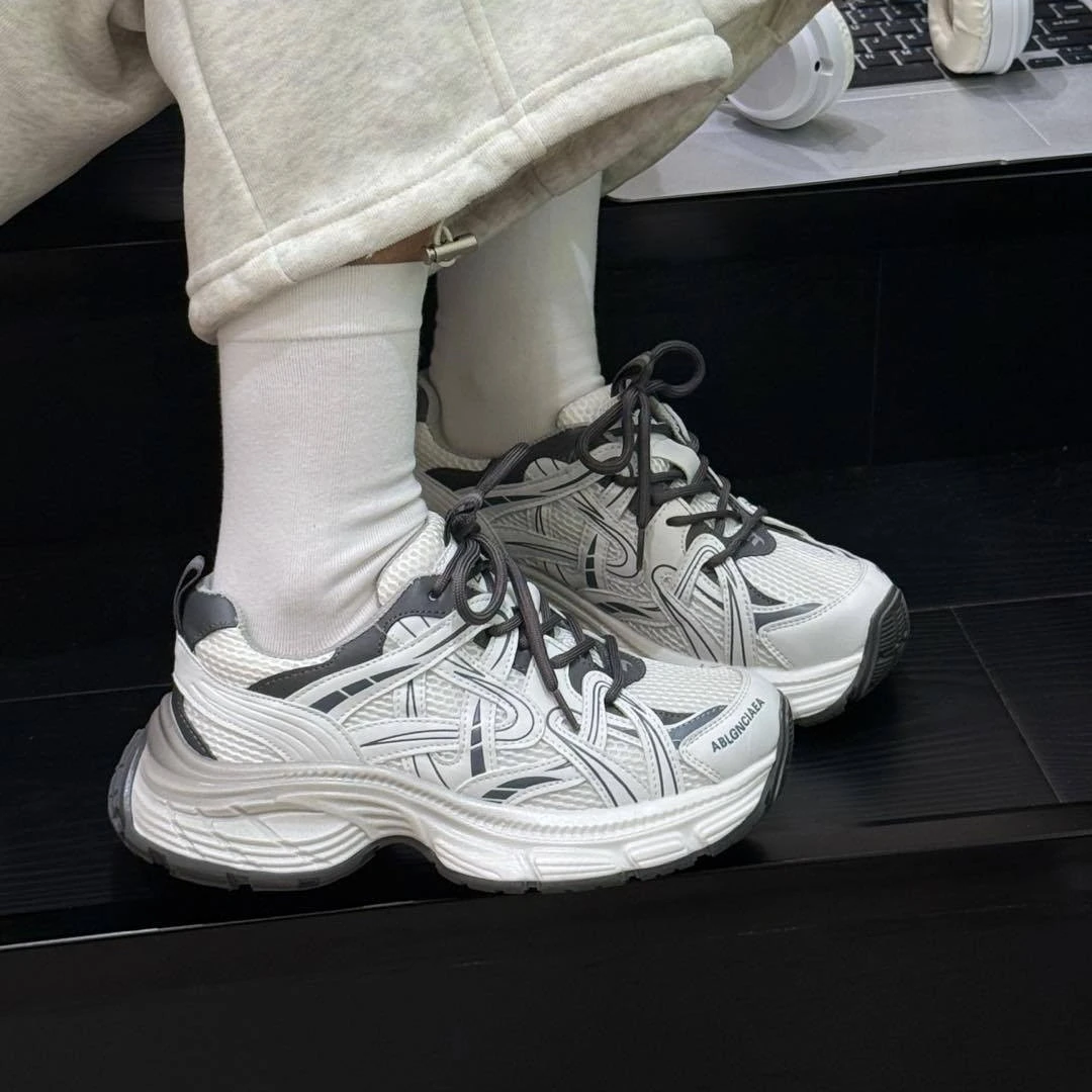 爆火老爹鞋2025春新款厚底真皮时尚ins风拼色舒适透气运动休闲鞋