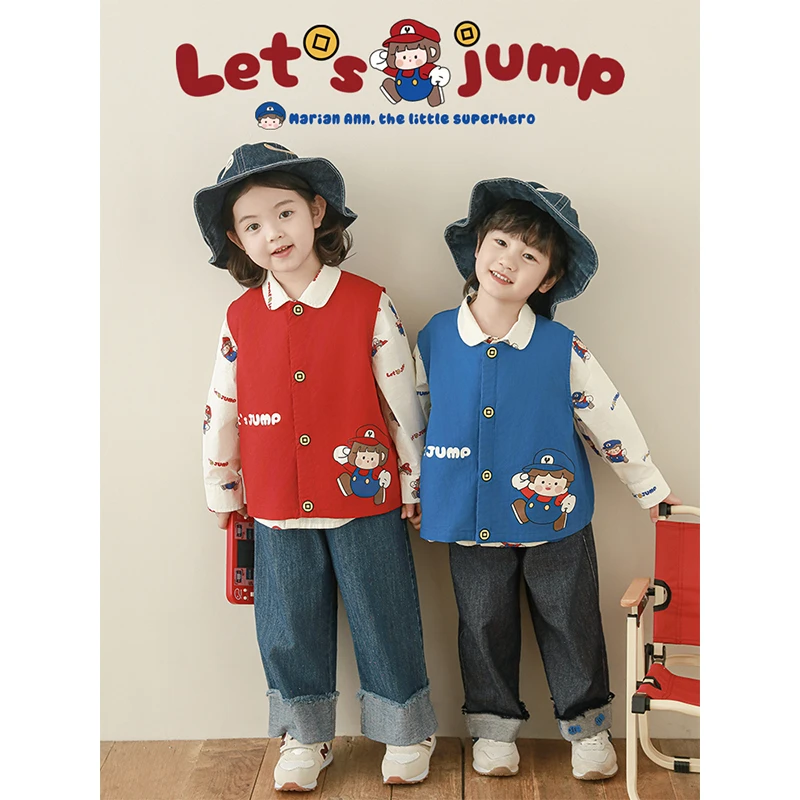 YOEHYAUL/幼悠【清货】【卡通印花玩偶玛丽安安】定制原创马甲GN6003