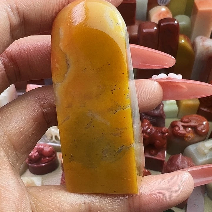 印石寿山石419号桔黄色