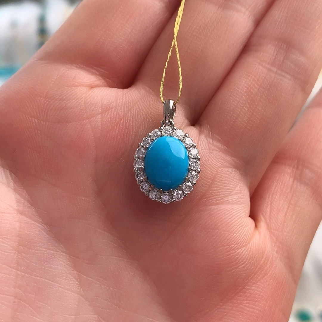 绿松石高定玉化吊坠18K金镶嵌