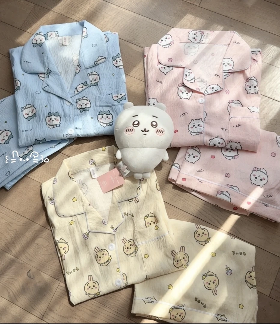 可爱chiikawa乌萨奇睡衣女夏天云朵棉短袖短裤薄卡通吉卡哇家居服