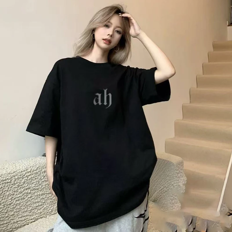 嗳唯兮短袖T恤男夏季潮流2025新款ins宽松半袖上衣纯棉印花打底衫