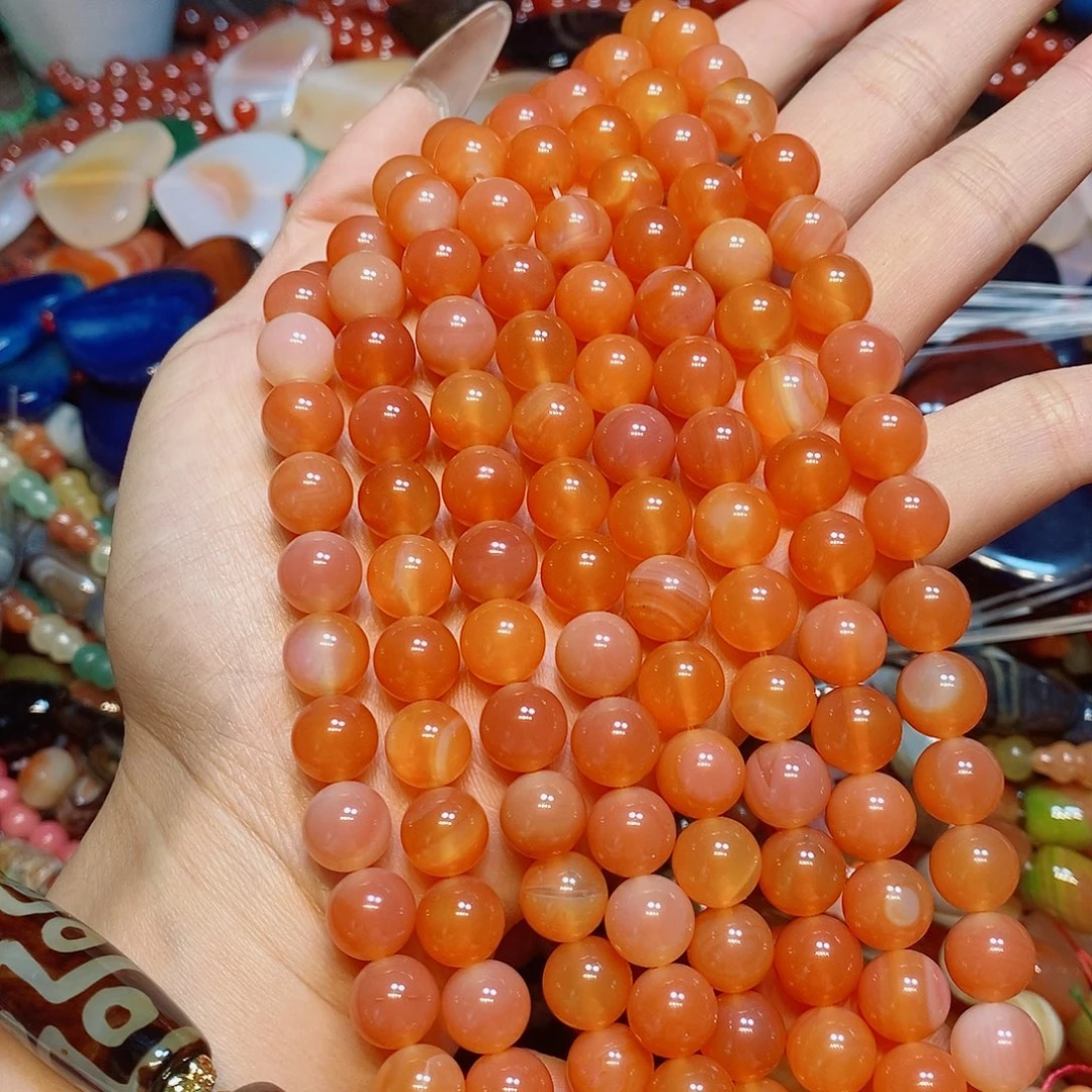 玛瑙/玉髓散珠粉盐源玛瑙10mm