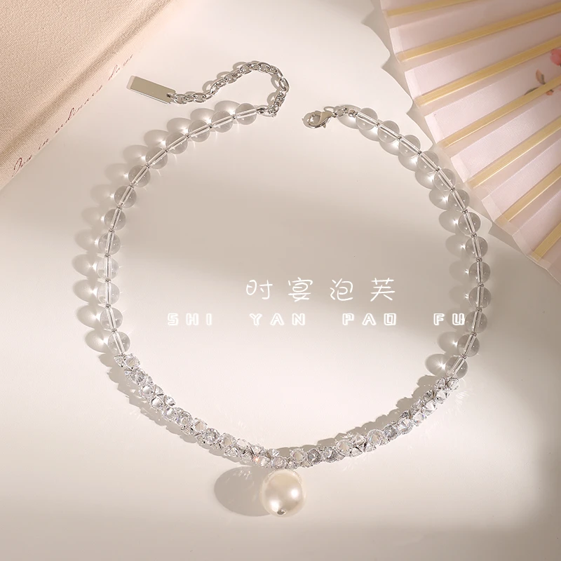 非金属合成锆石项链 【皓珠星璨】项链小众设计感锁骨链优雅坠链女