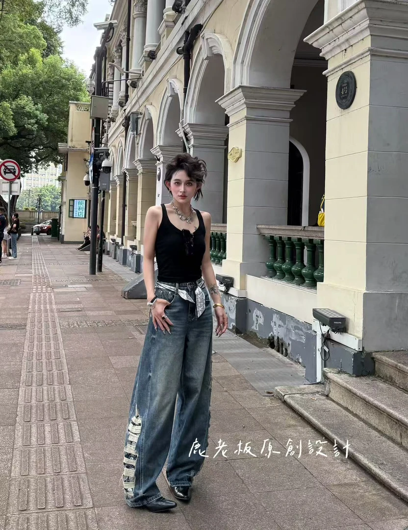 NIW 鹿哥 侧面假破洞【黑标系列】弯刀牛仔裤-A3559