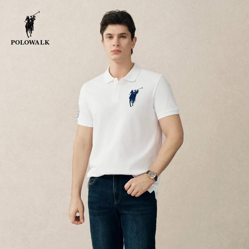 POLOWALK短袖POLO衫男式2025夏季新品气质百搭通勤休闲T恤商务
