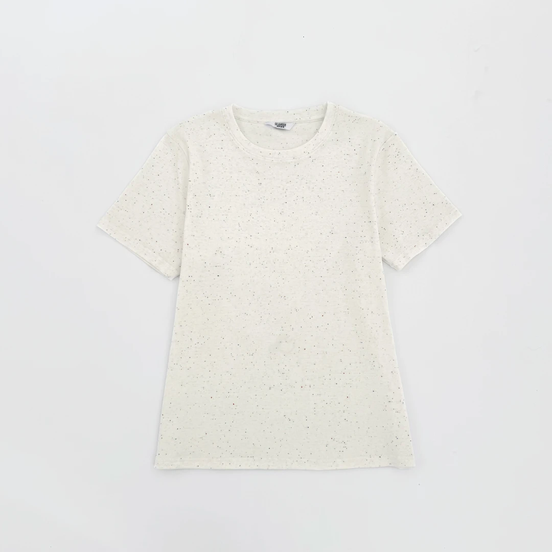 QJXY【趣味彩点】7908彩点面料时尚休闲短袖正肩圆领百搭