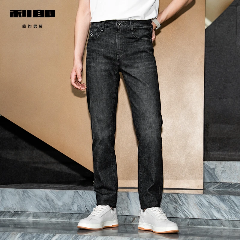【水洗黑】利郎25早秋【429中腰直筒】 透气弹力简约百搭男款牛仔裤