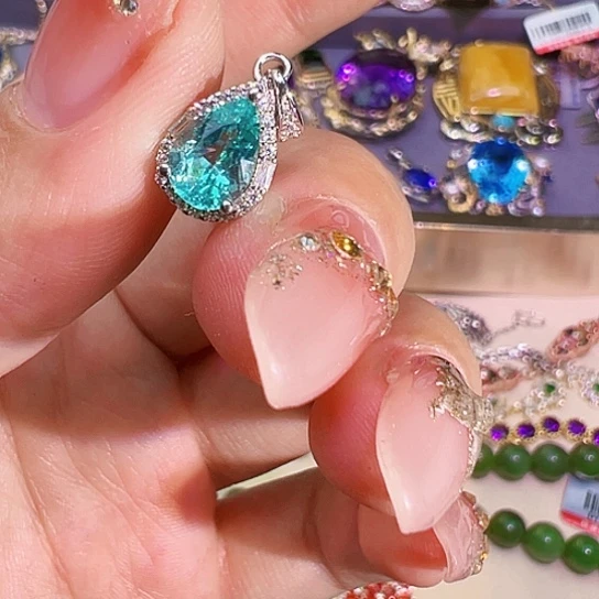 吊坠磷灰石银S925镶嵌