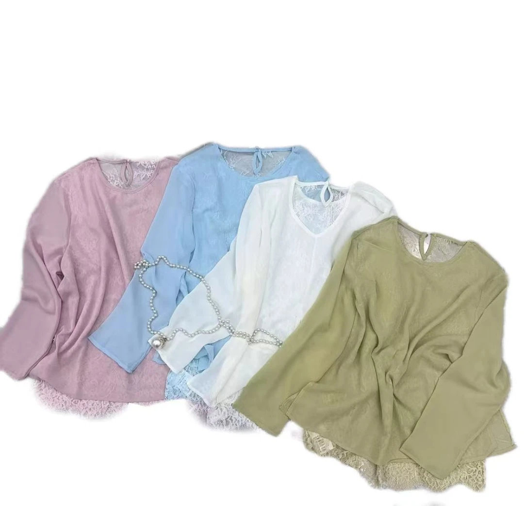 9887#夏季新款新中式《若隐若现》女士时尚潮流气质假两件蕾丝上衣