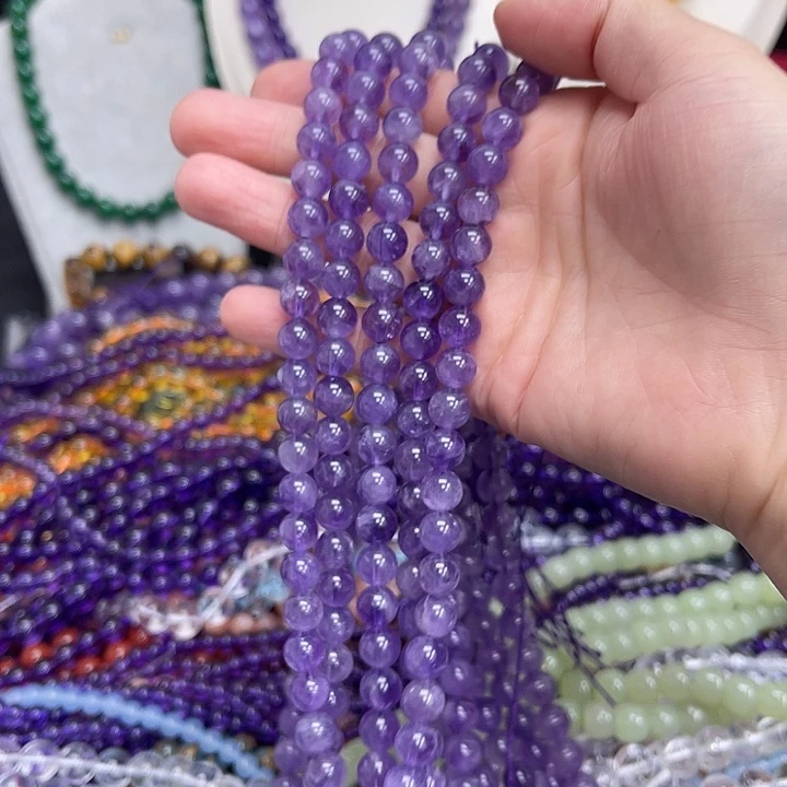 玛瑙/玉髓合金珠宝半成品薰衣草紫水晶8m