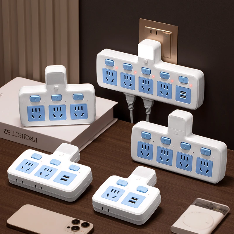 正品无线插座转换器带小夜灯家用扩展一转多孔USB插排多功能