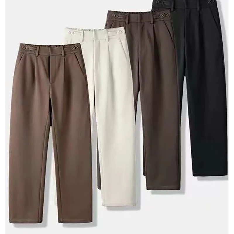 373   宽松百搭垂感阔腿纯色西装休闲裤轻熟裤